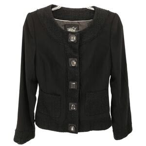 White House Black Market Black Snap Front Blazer 2 Office Career